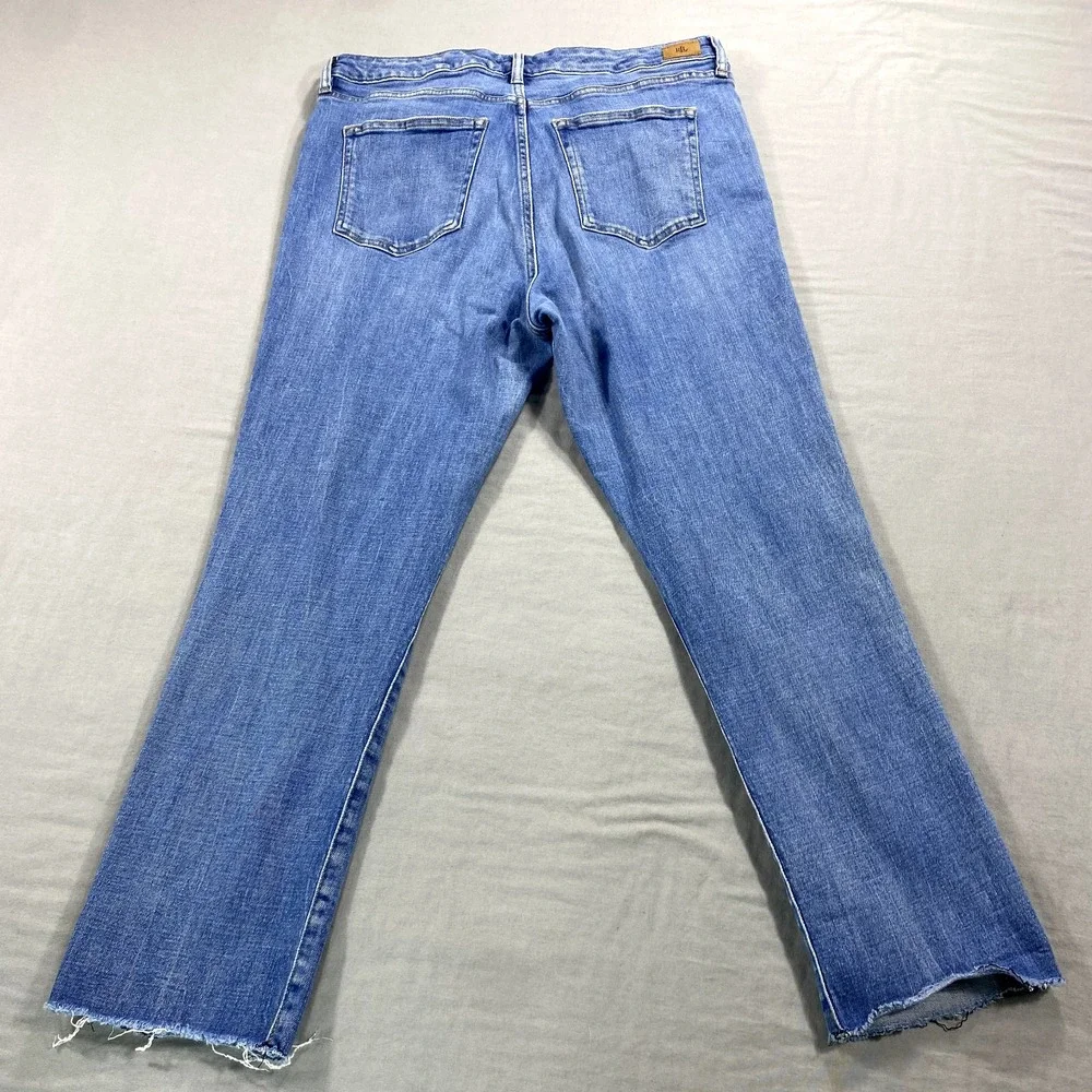 Lauren Ralph Lauren LRL Jeans Womens 12P Blue Denim Crop Straight High‎ Rise